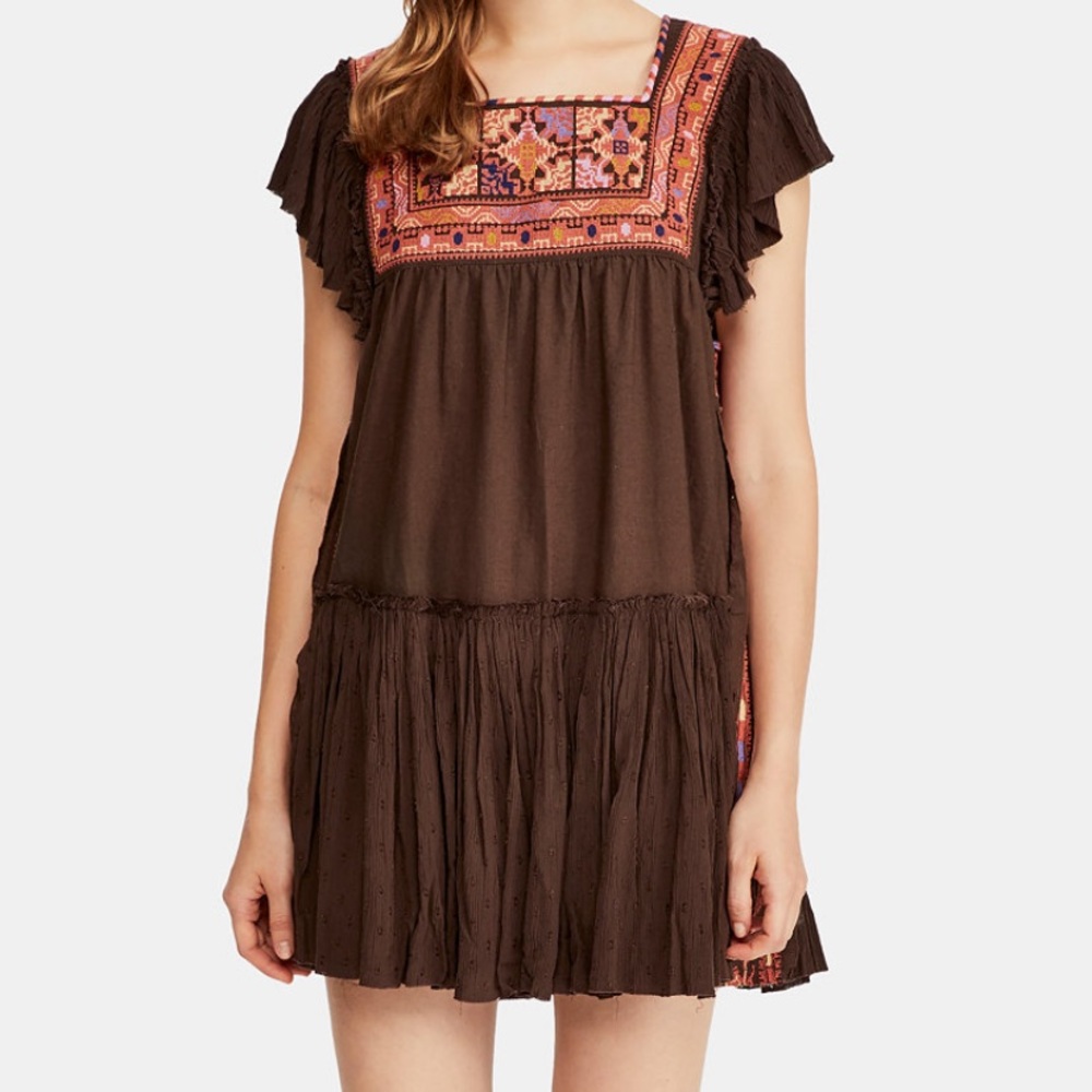 FREE PEOPLE DAY GLOW BOHO MINI DRESS L $128 NWT